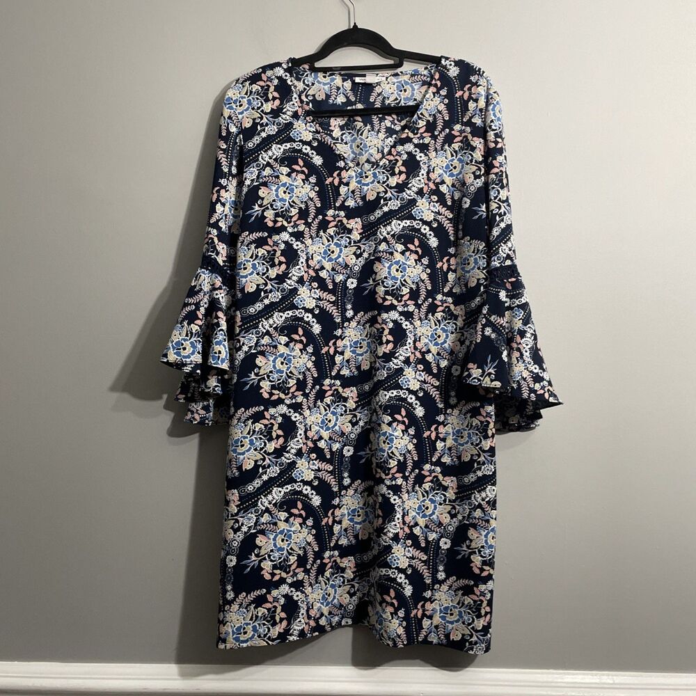 Westport Floral Dress XL Cottagecore Soft Girl Aesthetic Crochet Sleeve Chic